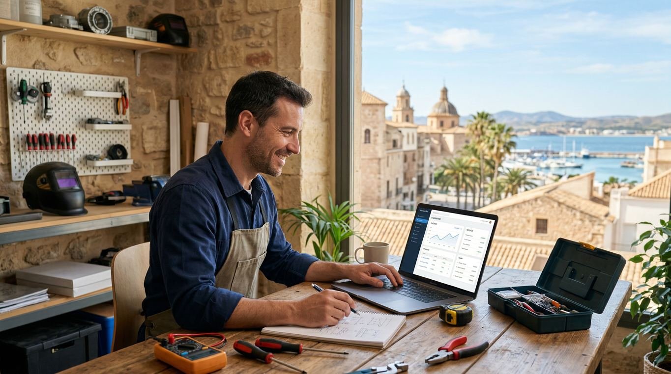 Autónomo analizando la rentabilidad de su web profesional